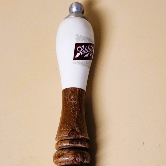 Schlitz Other - Vintage Schlitz Beer Tap Handle Wood and Porcelain